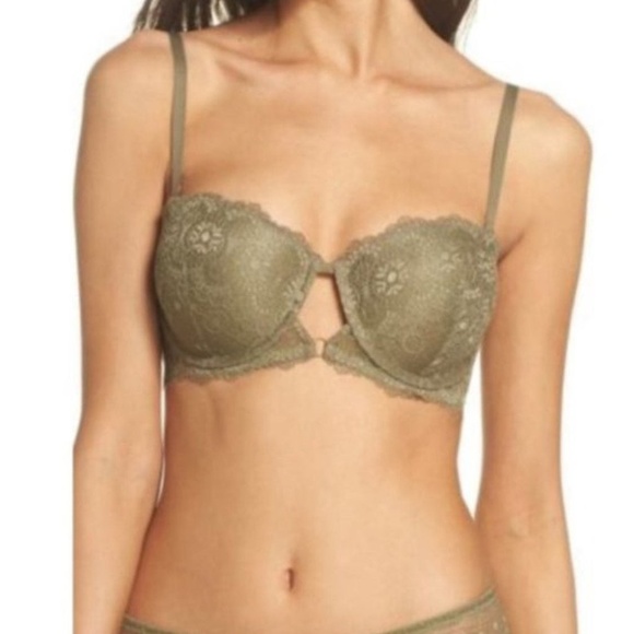 Sam Edelman Green Lace Convertible Bra - Mermaid Olive Green - 32C - Picture 3 of 4